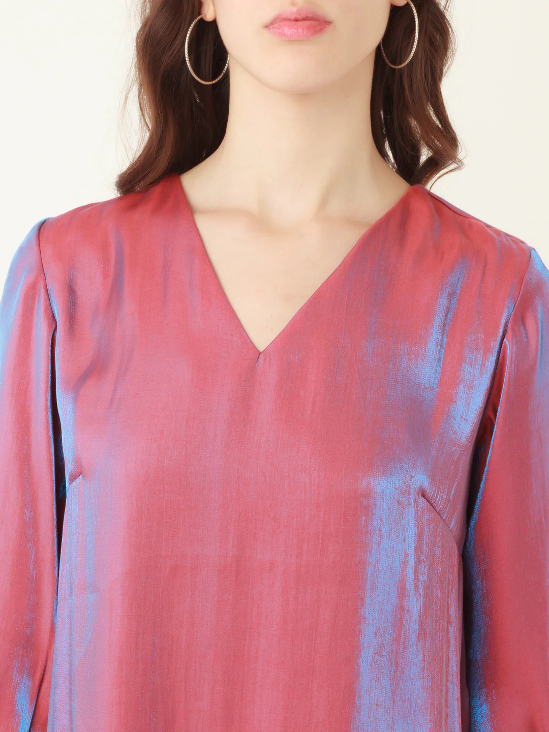 Red Solid Slit Sleeve Short Dress - Image 6