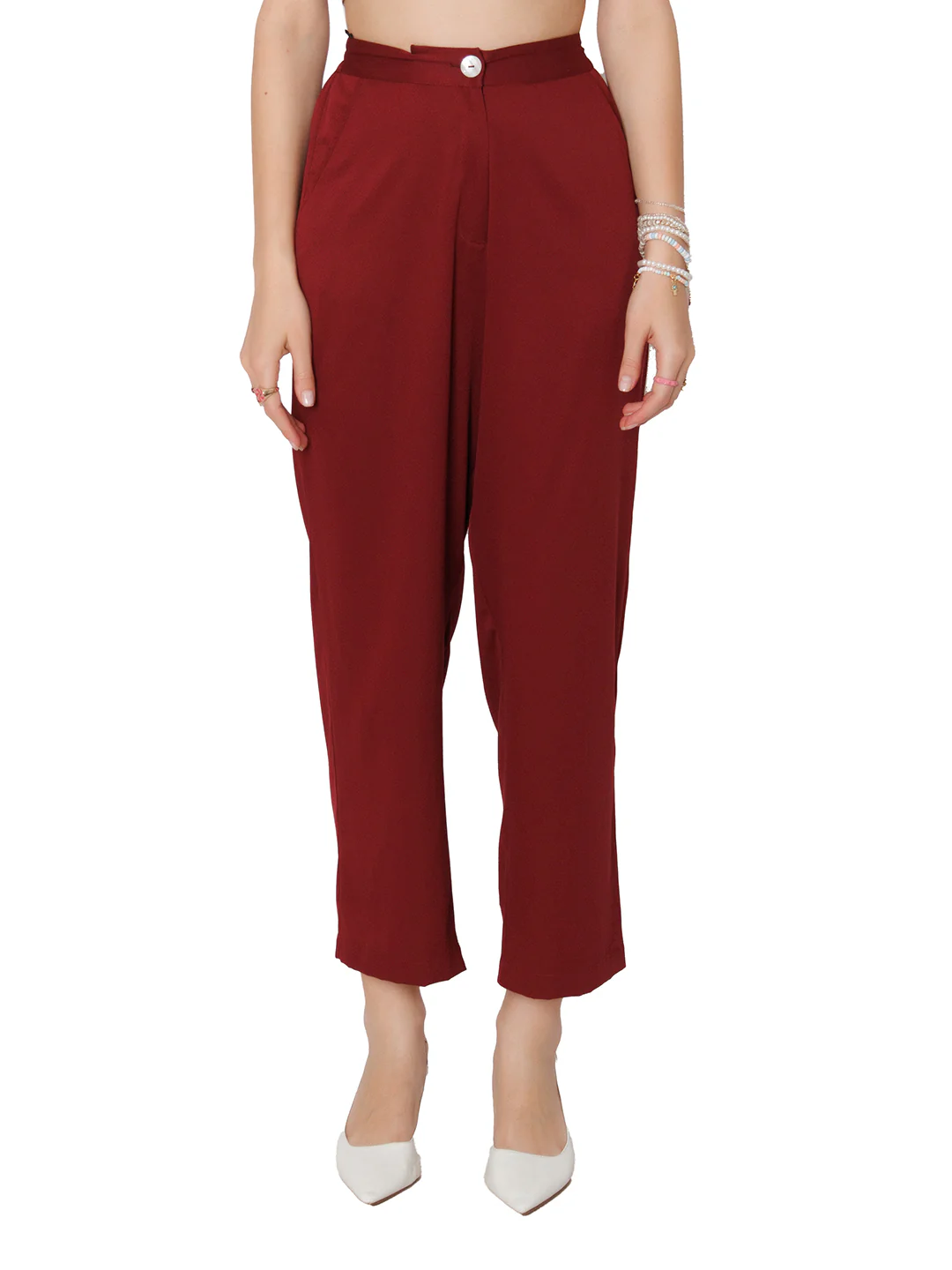 Red Solid Straight Fit Trouser - Image 7
