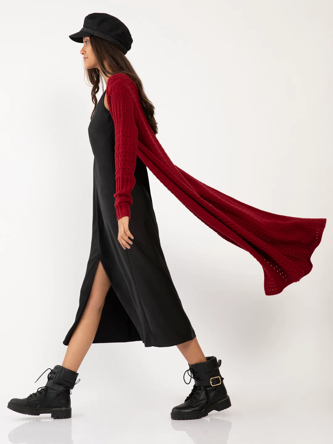Red Solid Straight Shrug - Image 3