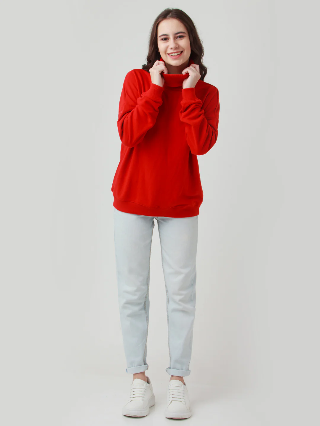 Red Solid Straight Sweatshirt - Image 2
