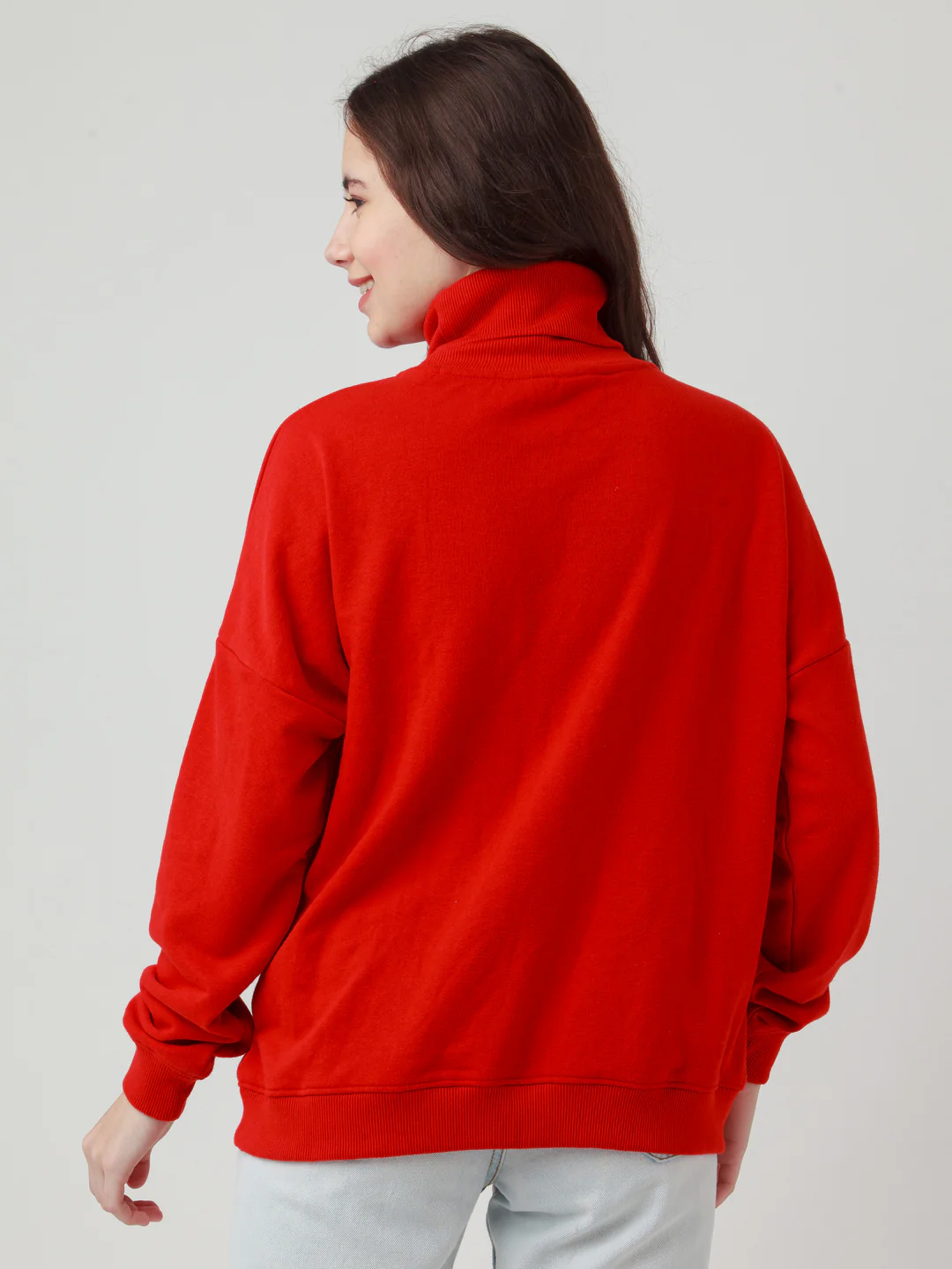 Red Solid Straight Sweatshirt - Image 5