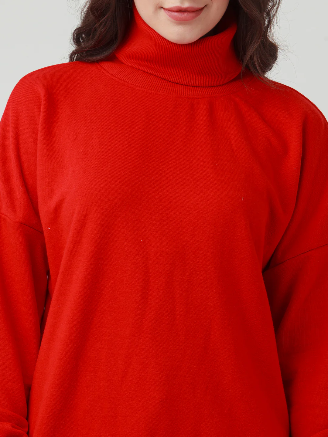Red Solid Straight Sweatshirt - Image 6