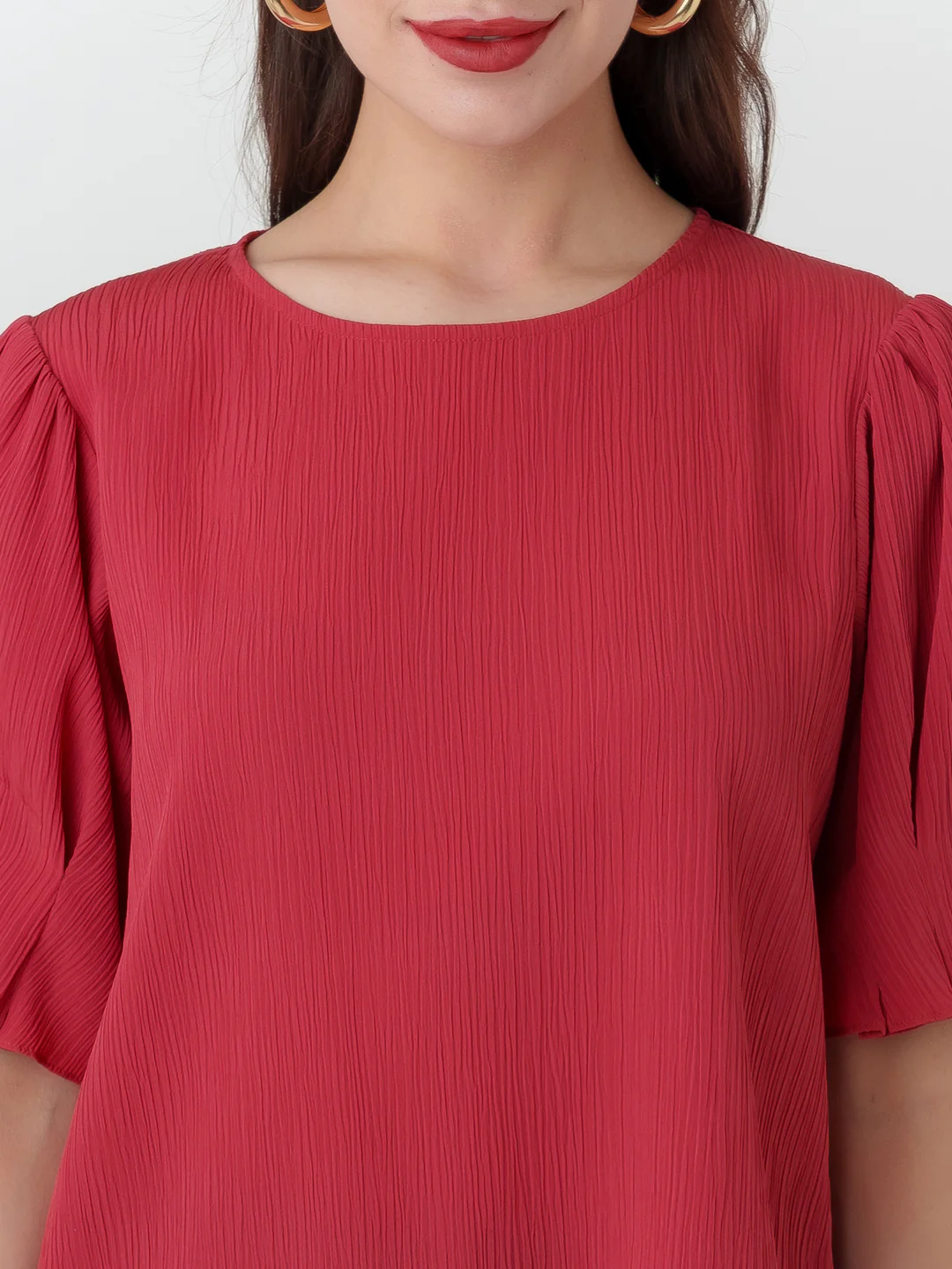 Red Textured Regular Top - Image 6