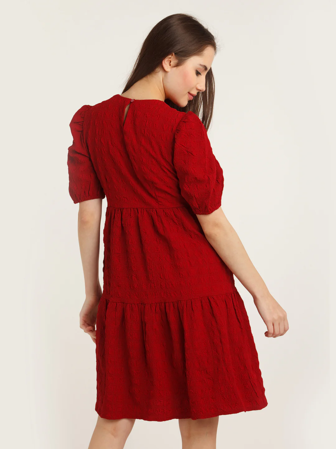 Red Tiered Short Dress - Image 4