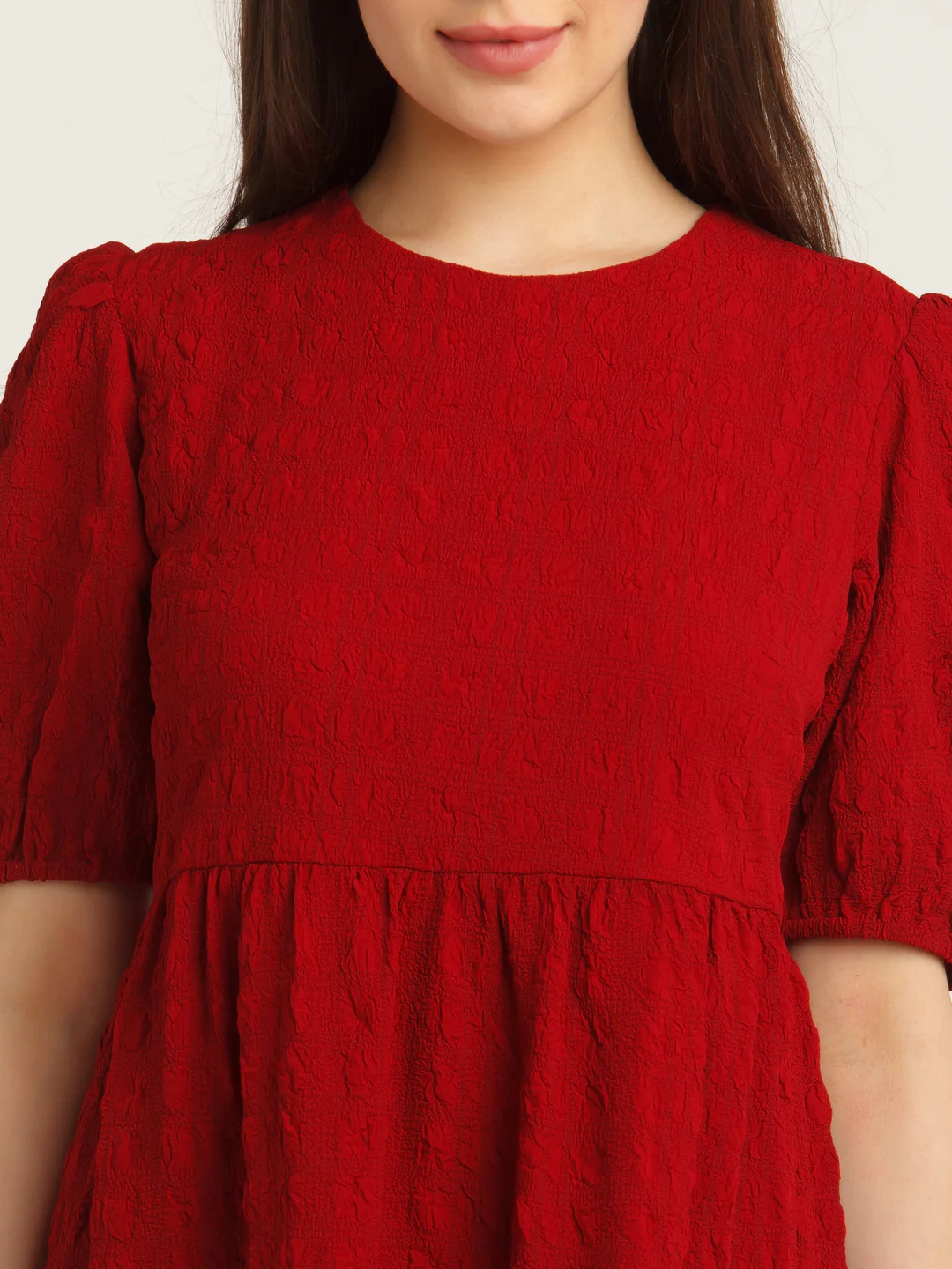 Red Tiered Short Dress - Image 6