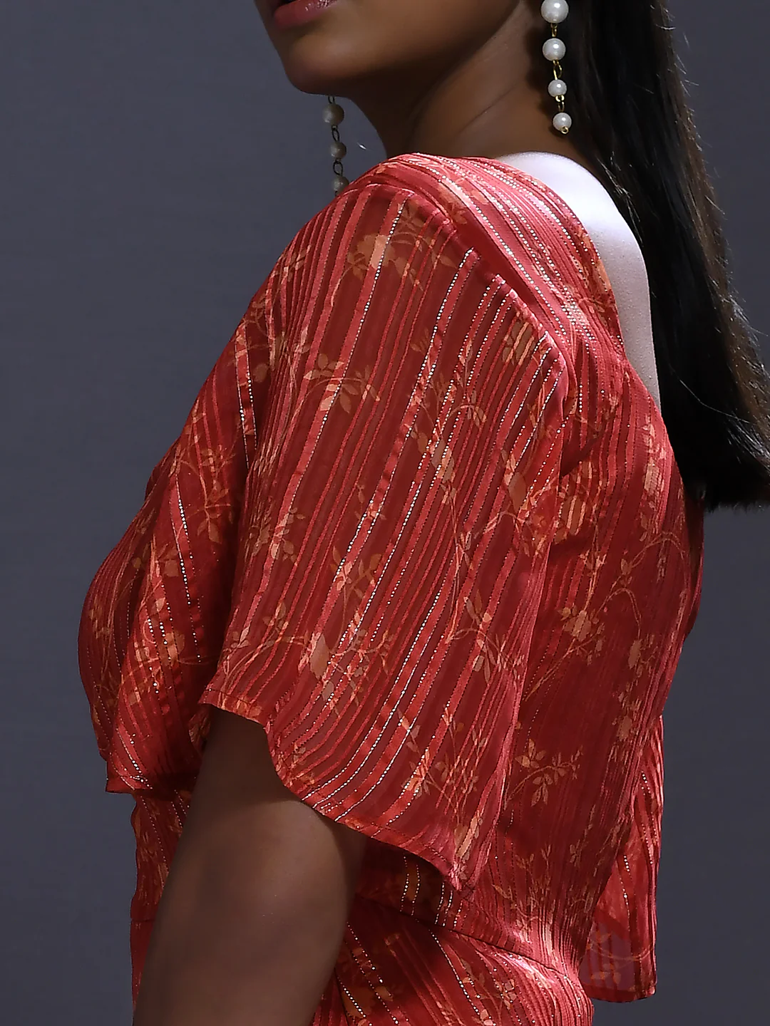 Rust Printed Midi Dress - Image 6