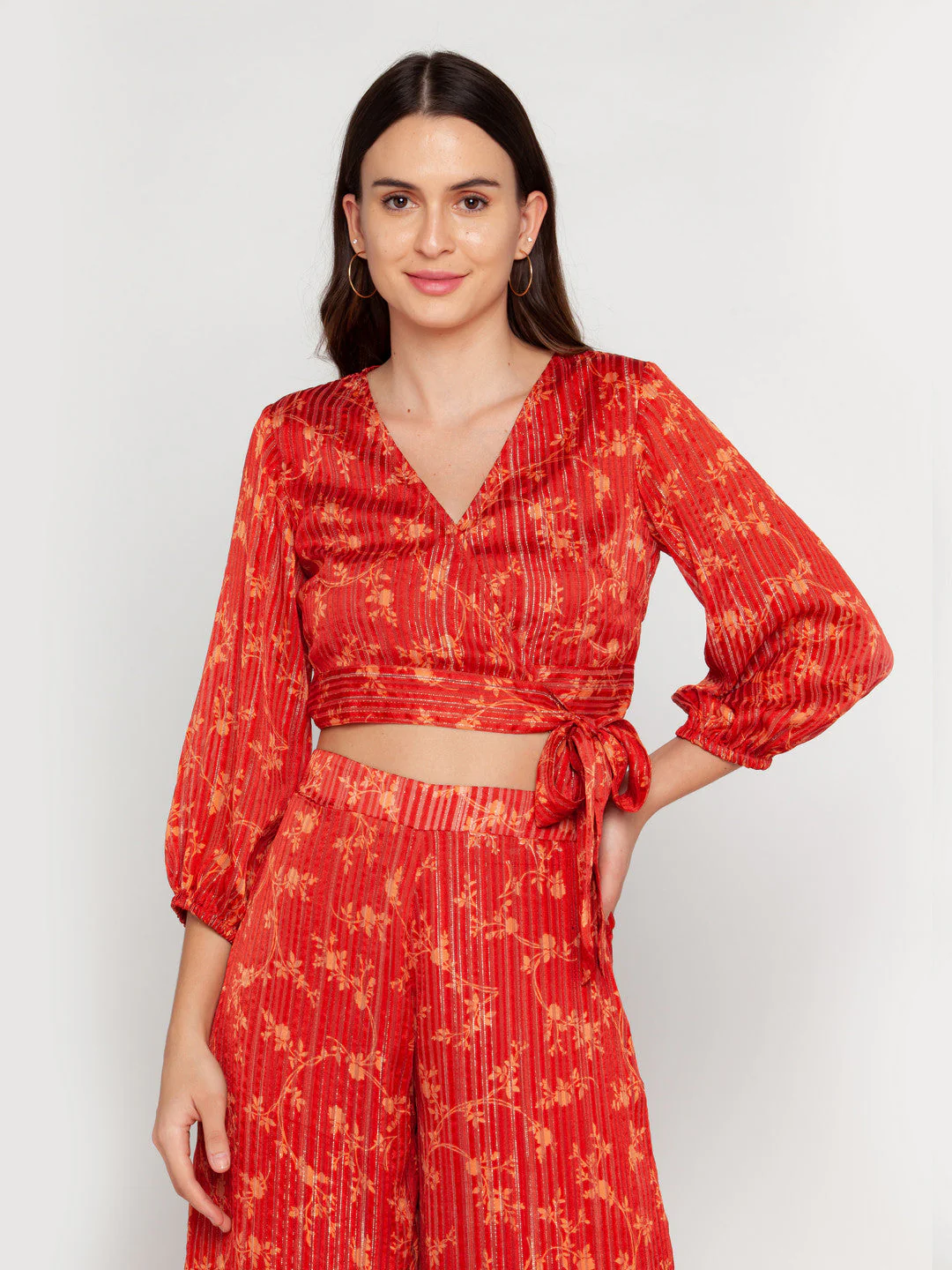 Rust Printed Tie-Up Top - Image 2