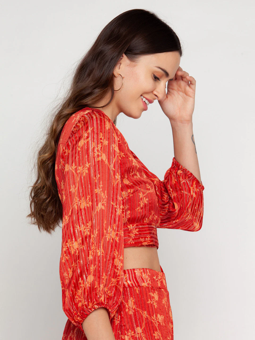 Rust Printed Tie-Up Top - Image 3
