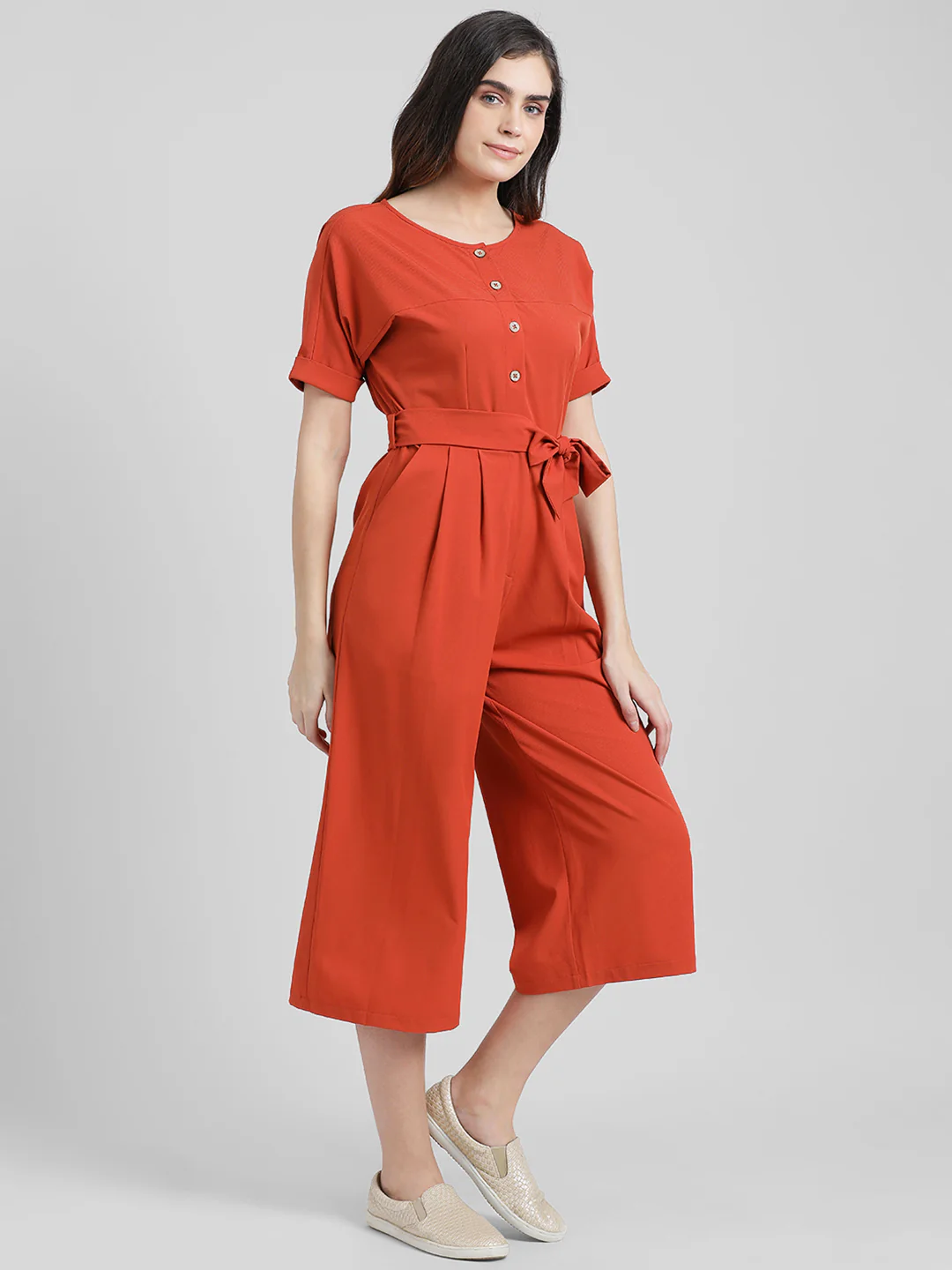 Rust Solid Basic Jumpsuit - Image 3