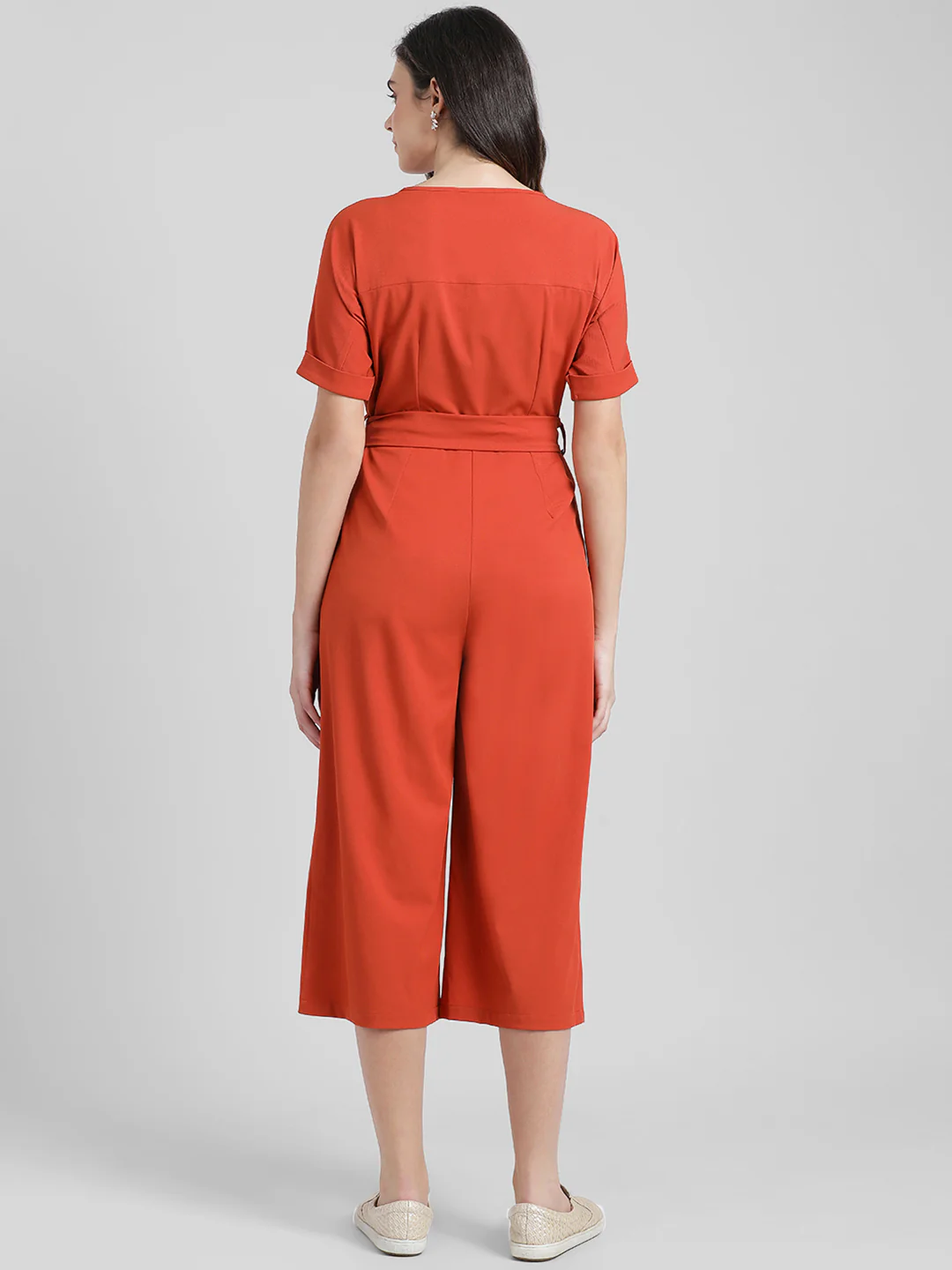 Rust Solid Basic Jumpsuit - Image 4