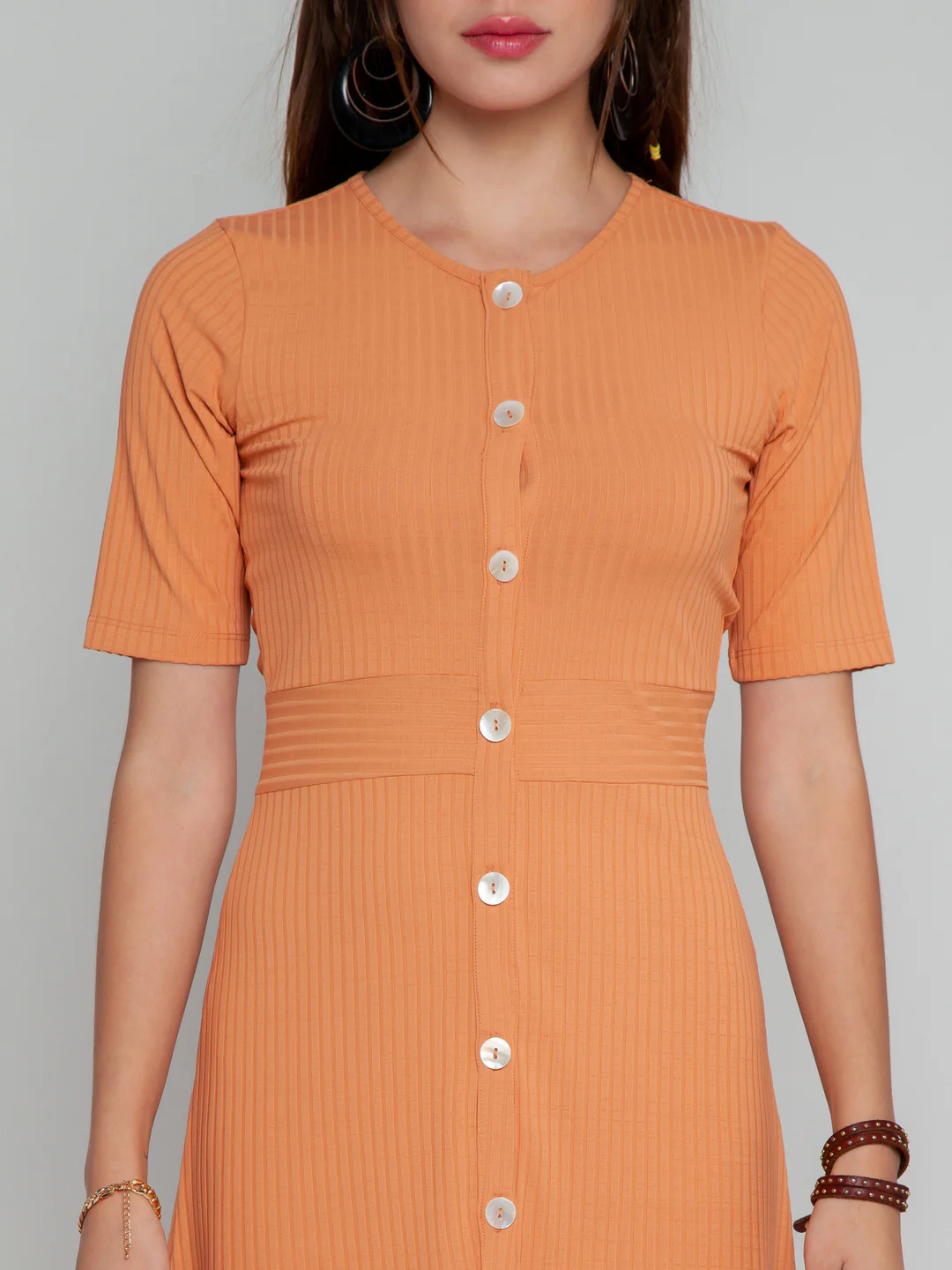 Rust Striped Midi Dress - Image 5