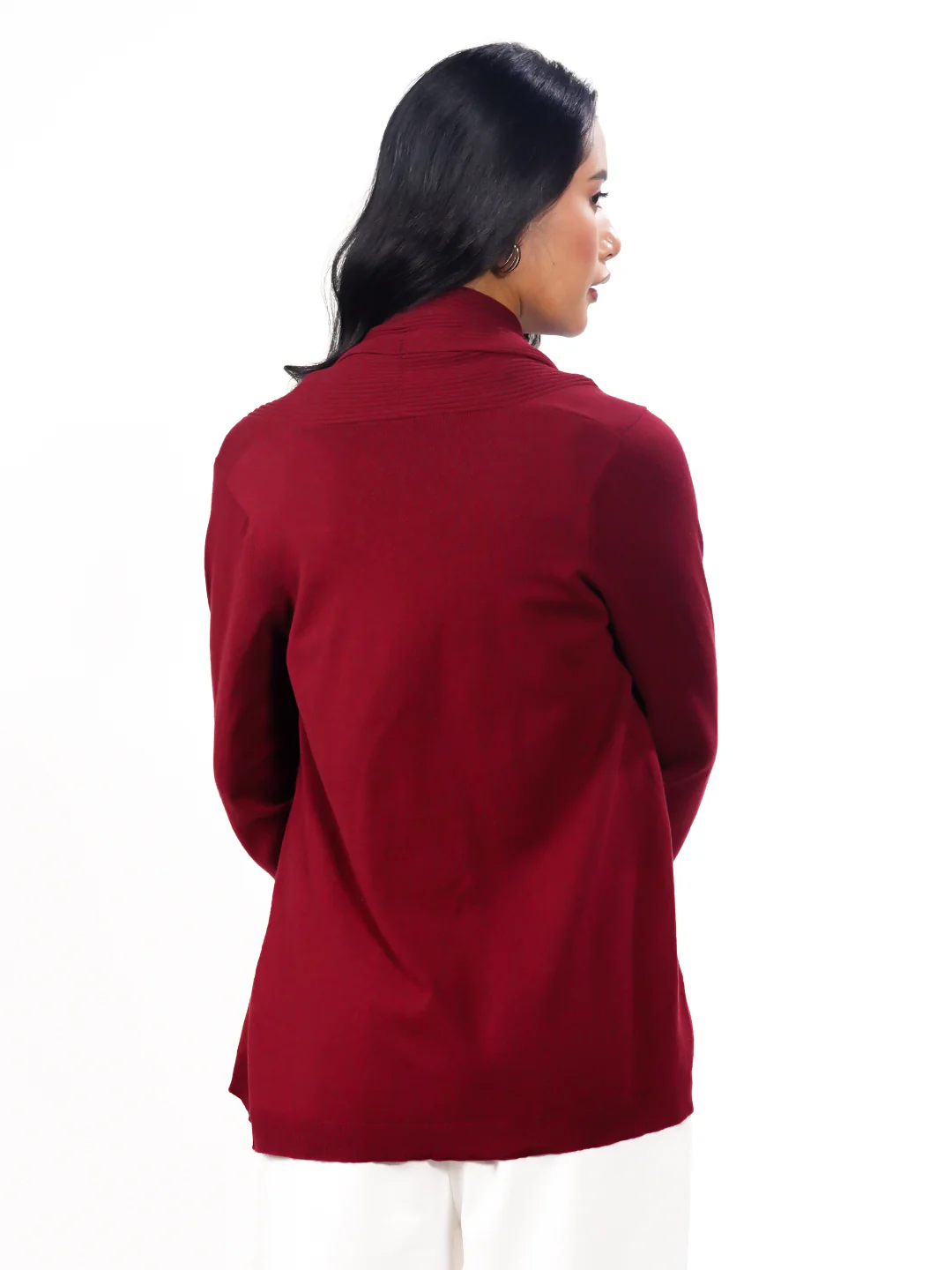 Maroon Solid Slip-On Shrug - Image 4