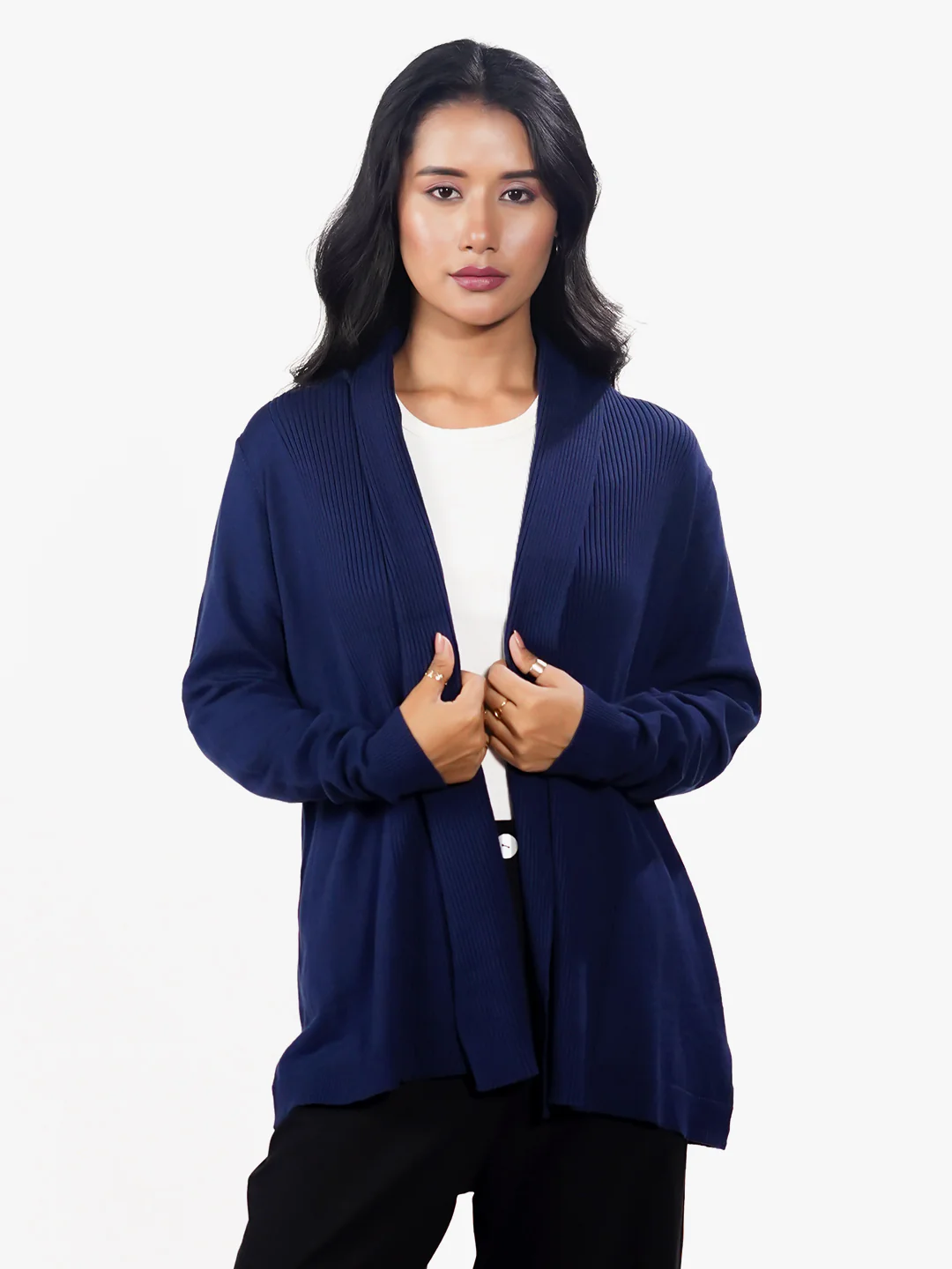 Navy Solid Slip-On Shrug - Image 2