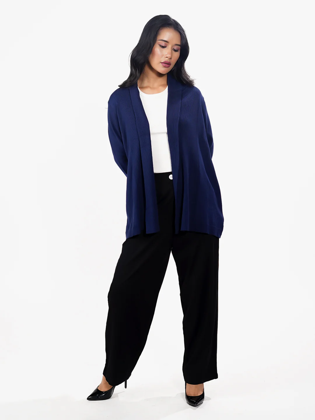 Navy Solid Slip-On Shrug - Image 6