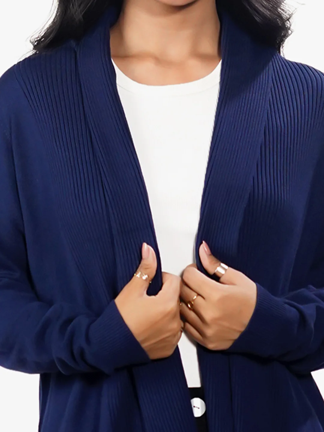 Navy Solid Slip-On Shrug - Image 7