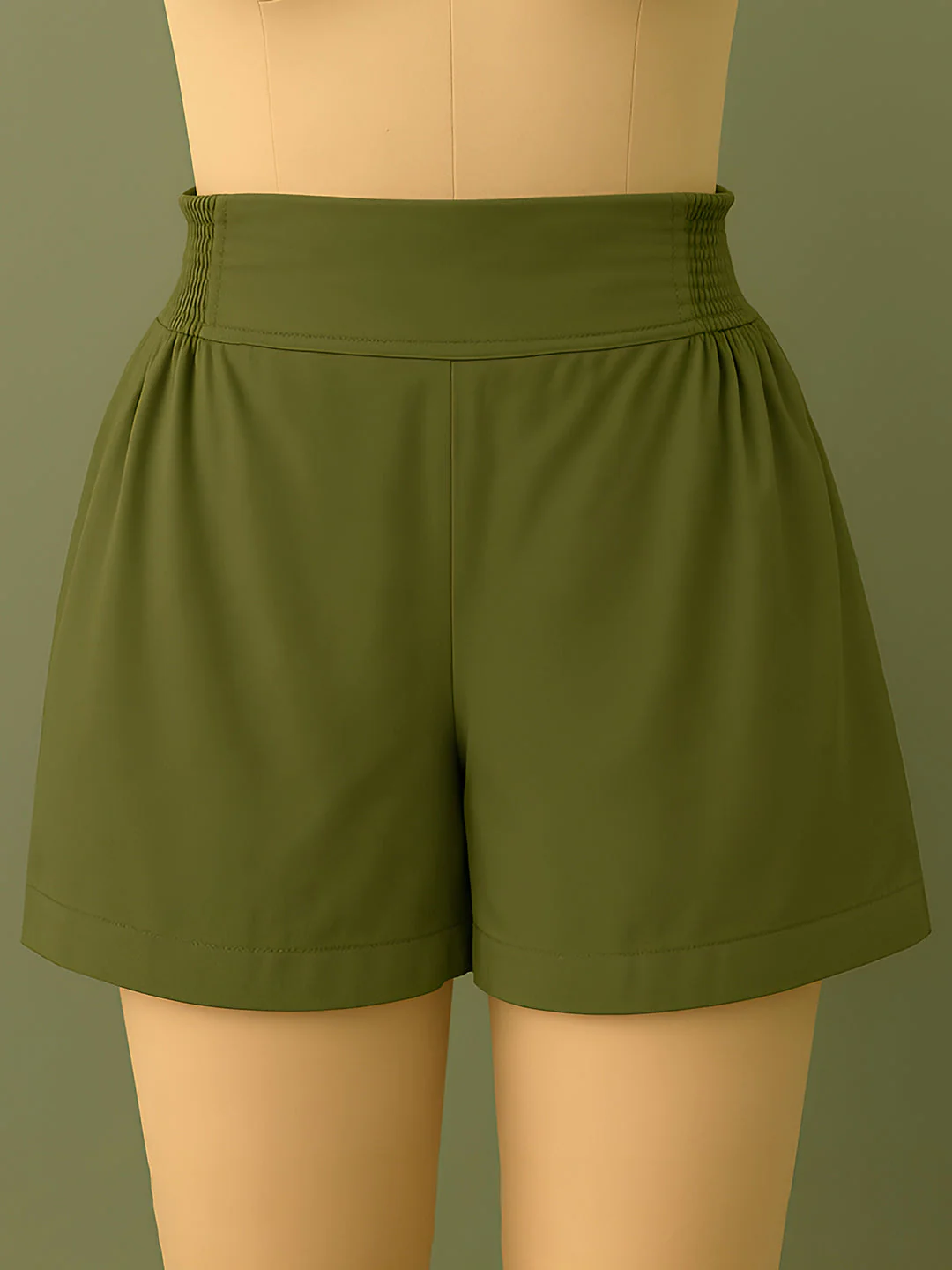 Olive Solid Shorts - Image 5