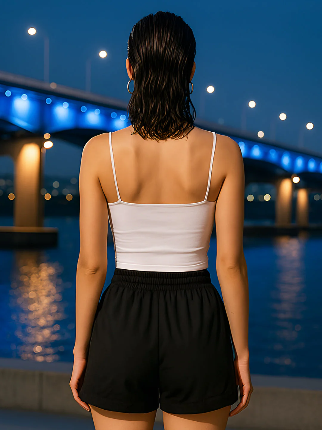 Black Solid Shorts - Image 4