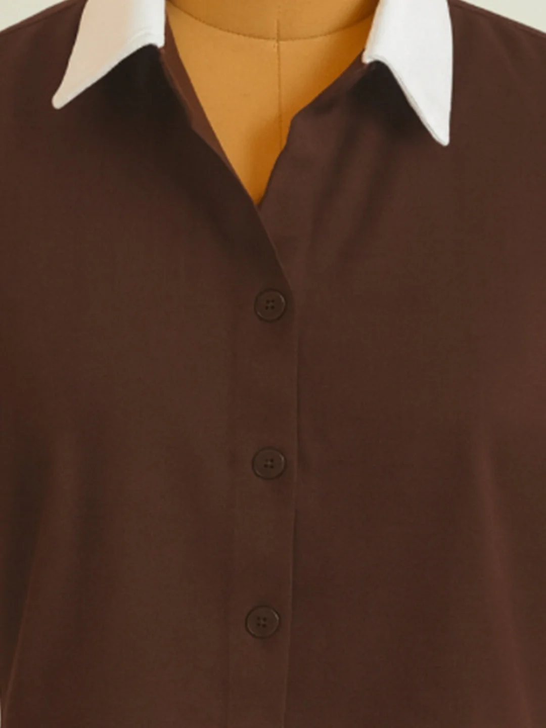 Brown Solid Short Sleeves Shirt - Image 5