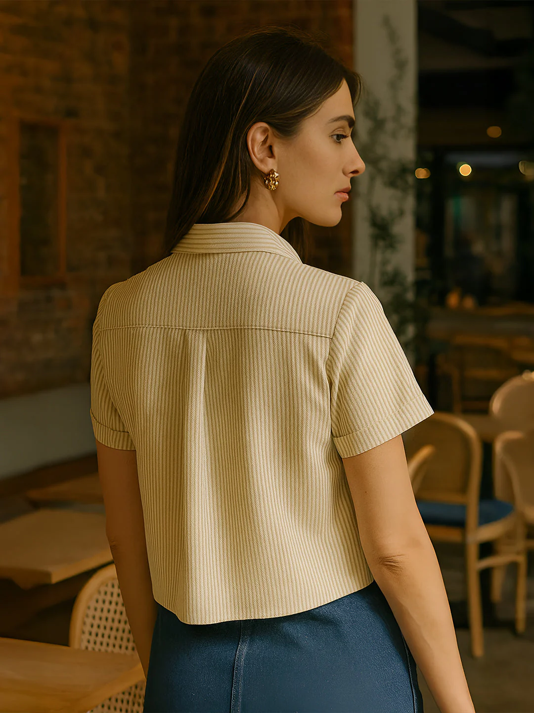 Brown Solid Half Sleeves Shirt - Image 4