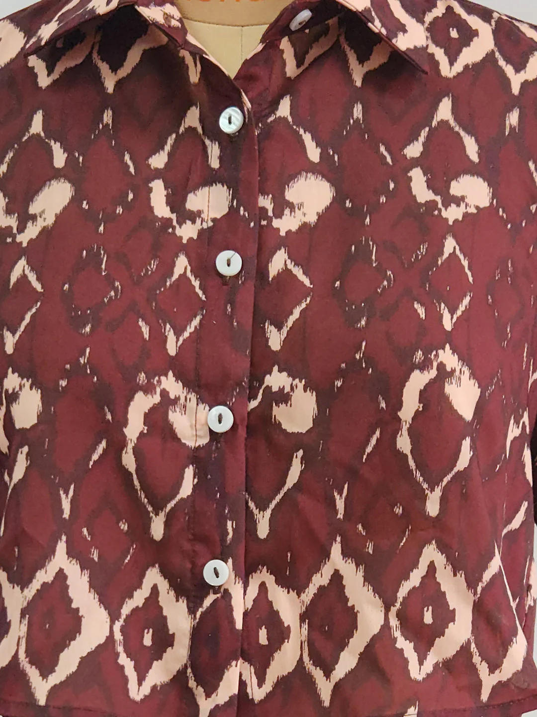 Brown Ethnic Motifs Half Sleeves Shirt - Image 5