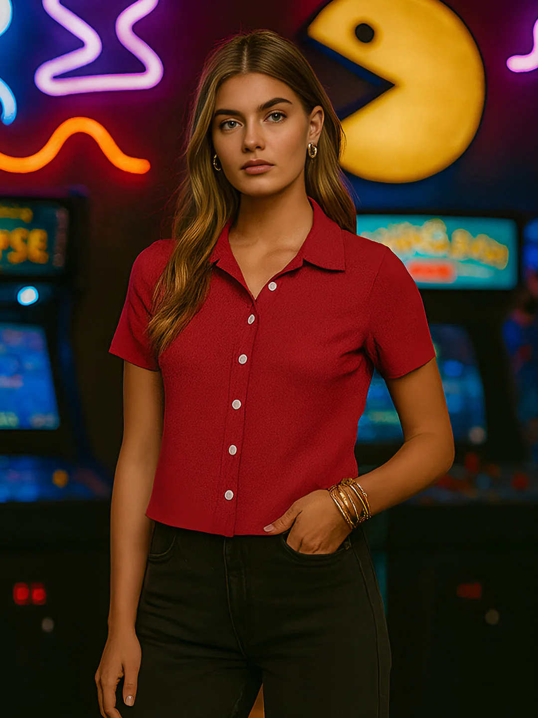 Maroon Solid Half Sleeves Shirt