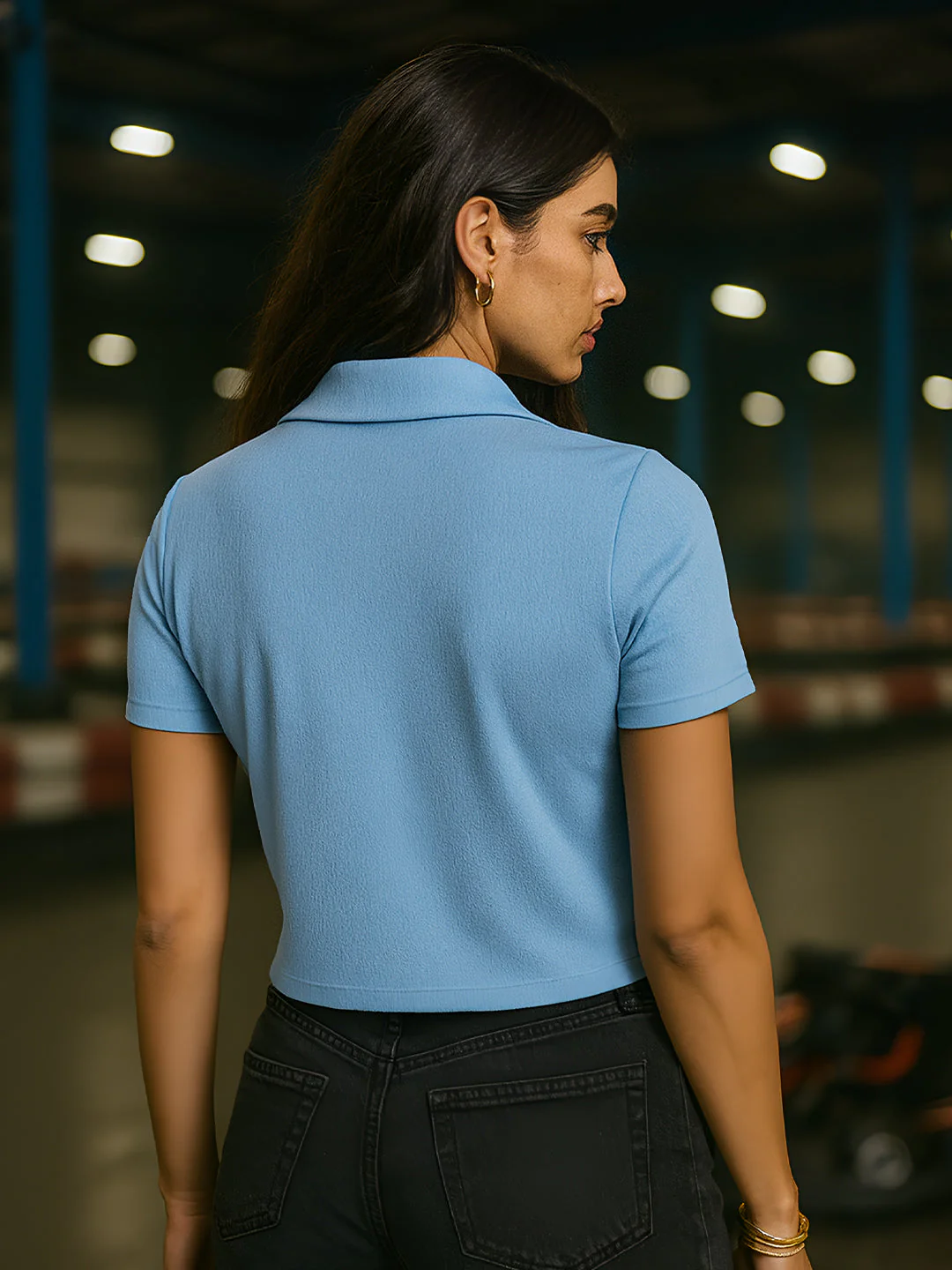 Blue Solid Half Sleeves Shirt - Image 4