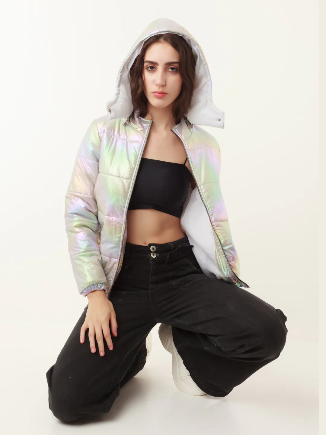 Silver Solid Hoodie Jacket