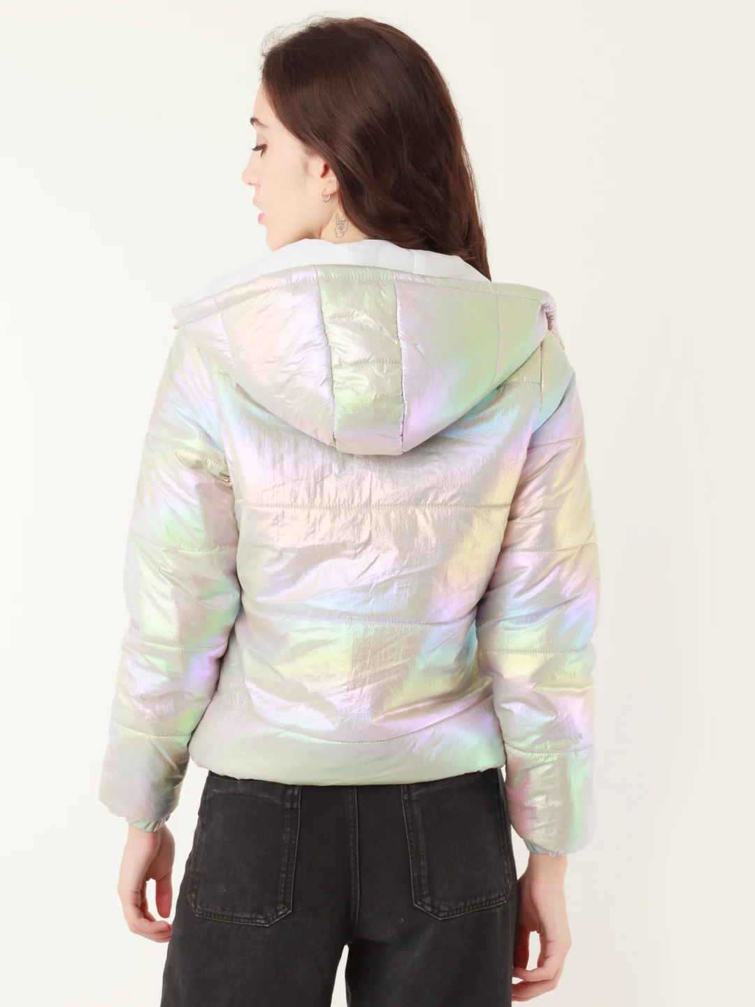 Silver Solid Hoodie Jacket - Image 4