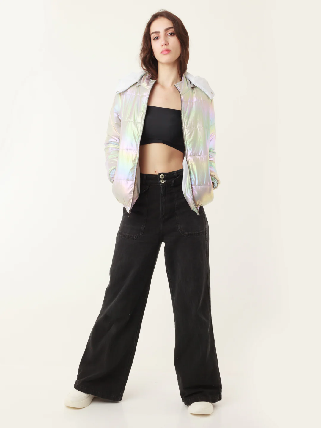 Silver Solid Hoodie Jacket - Image 5