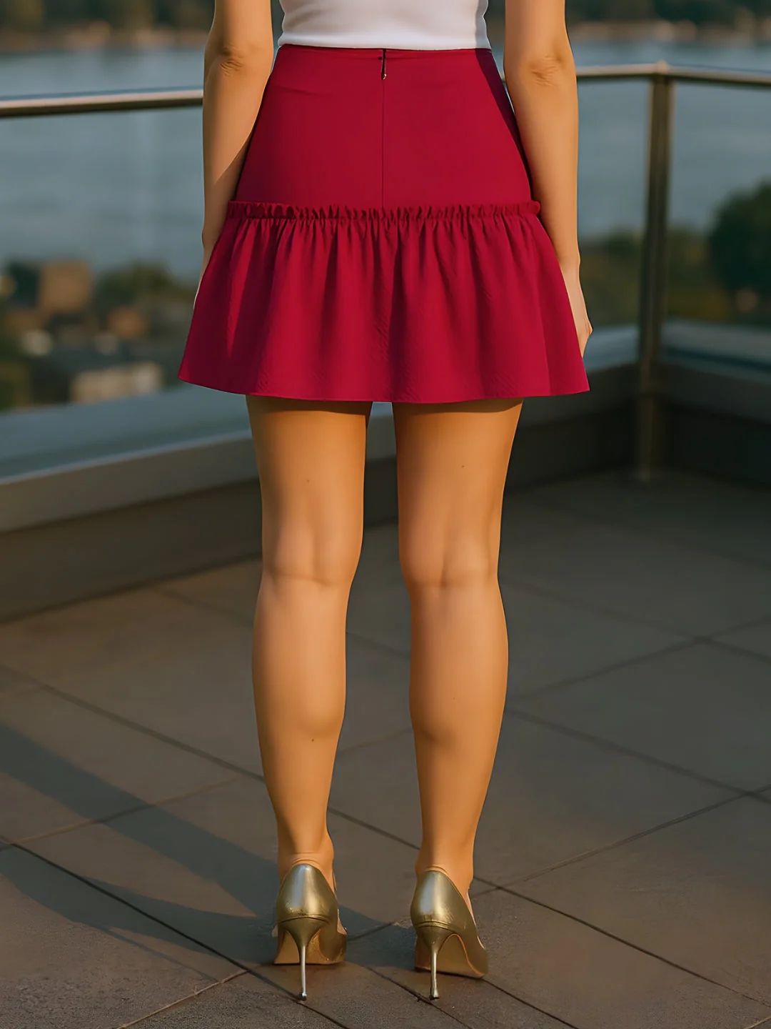 Maroon Solid Skirts - Image 4