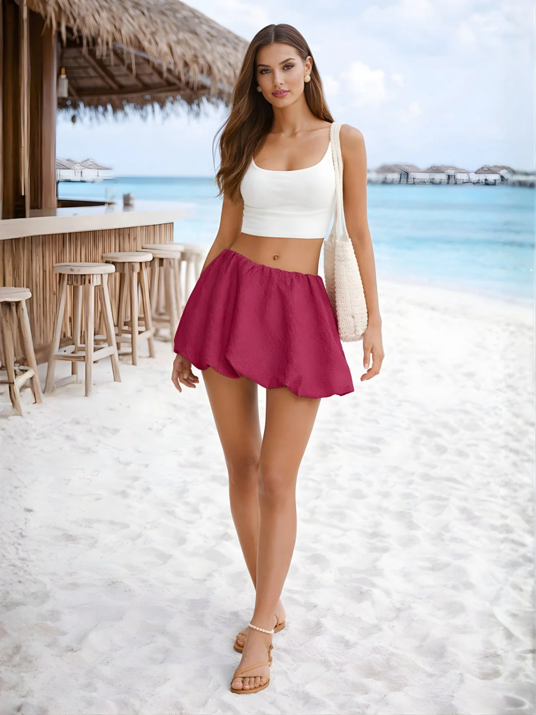 Maroon Solid Skirts - Image 2