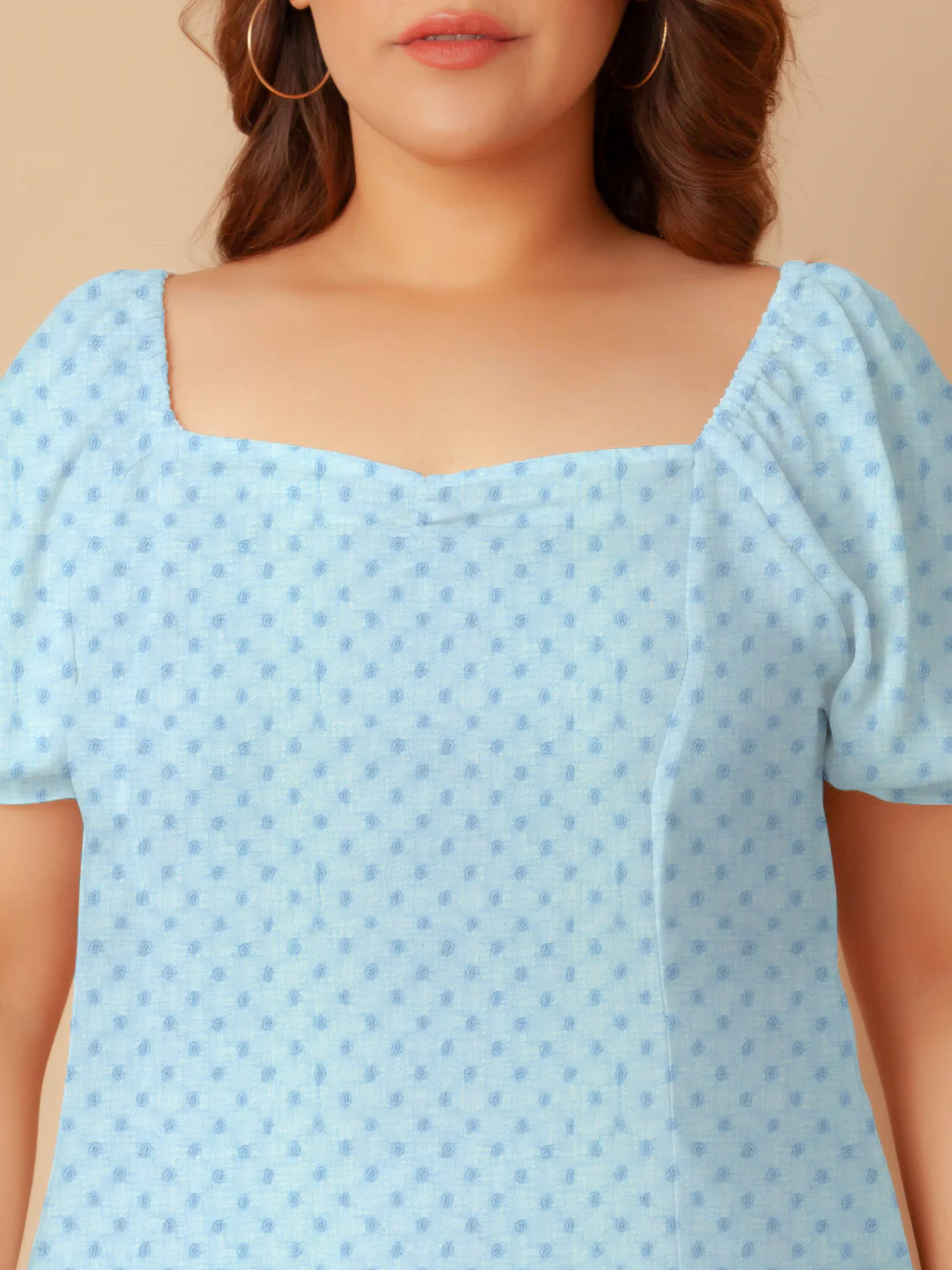 Sky Blue Solid A-Line Midi Dress - Image 5