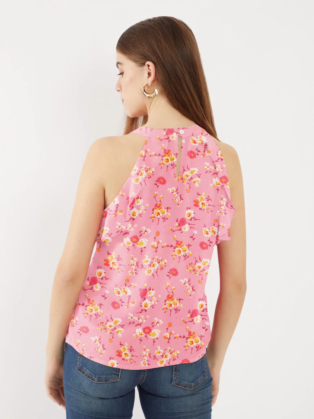 Solid Baby Pink Halter Neck Top - Image 5