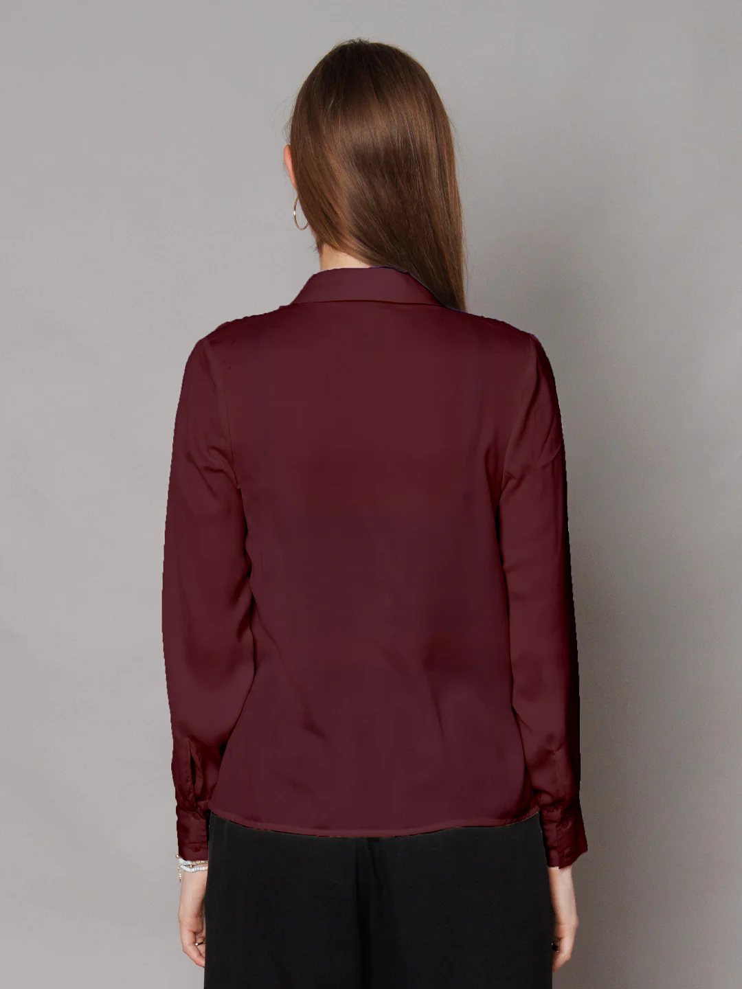 Solid Cranberry Gathered Shirt - Image 4