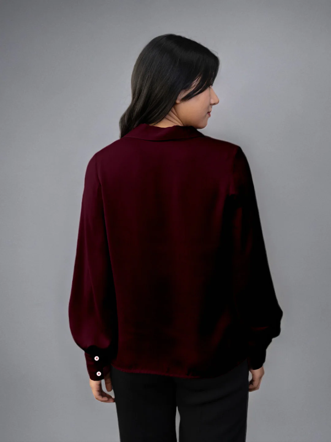 Solid Cranberry Regular Shirt - Image 4