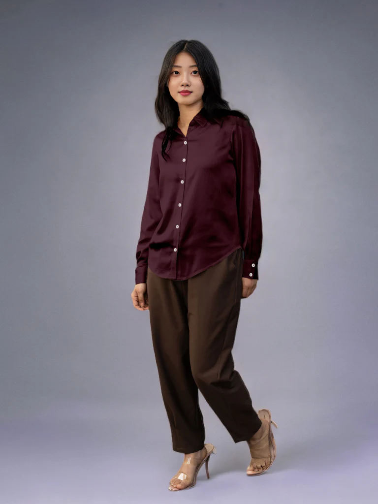 Solid Cranberry Regular Shirt - Image 4