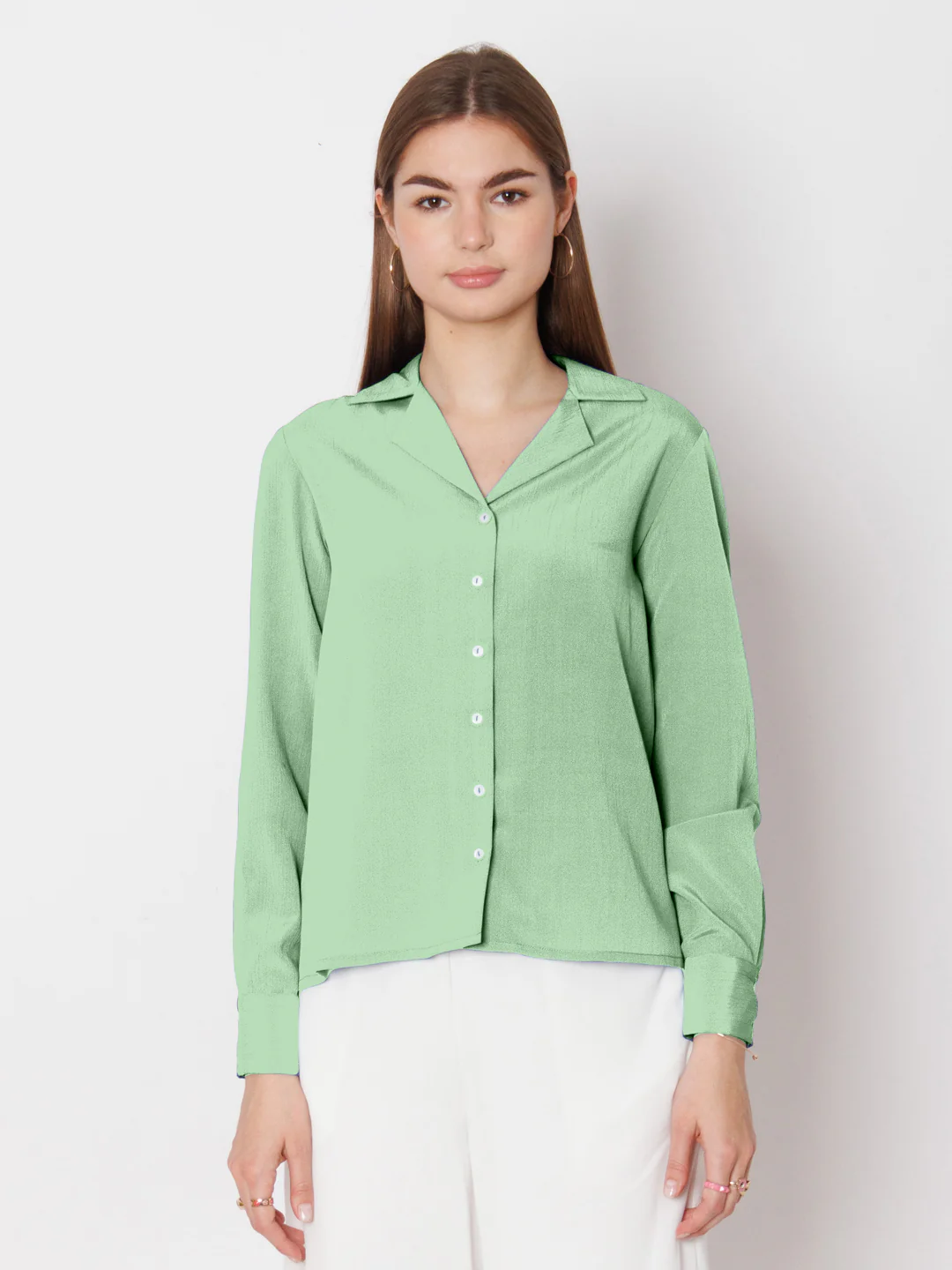 Solid Mint Buttoned Shirt - Image 2