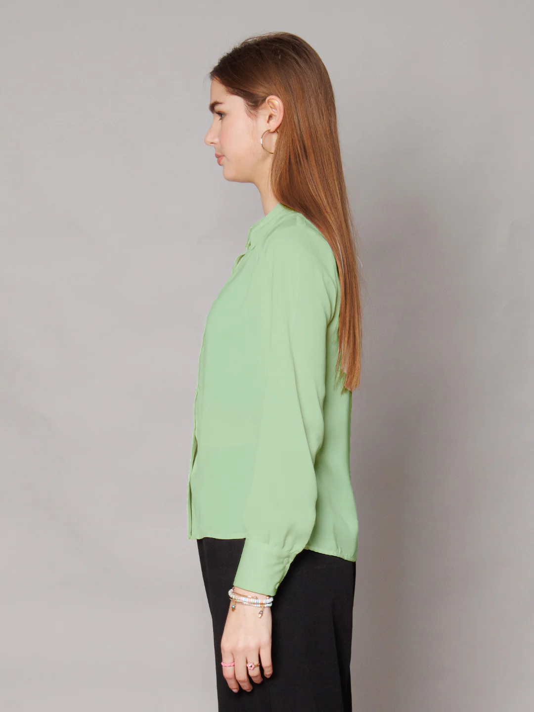 Solid Mint Gathered Shirt - Image 3