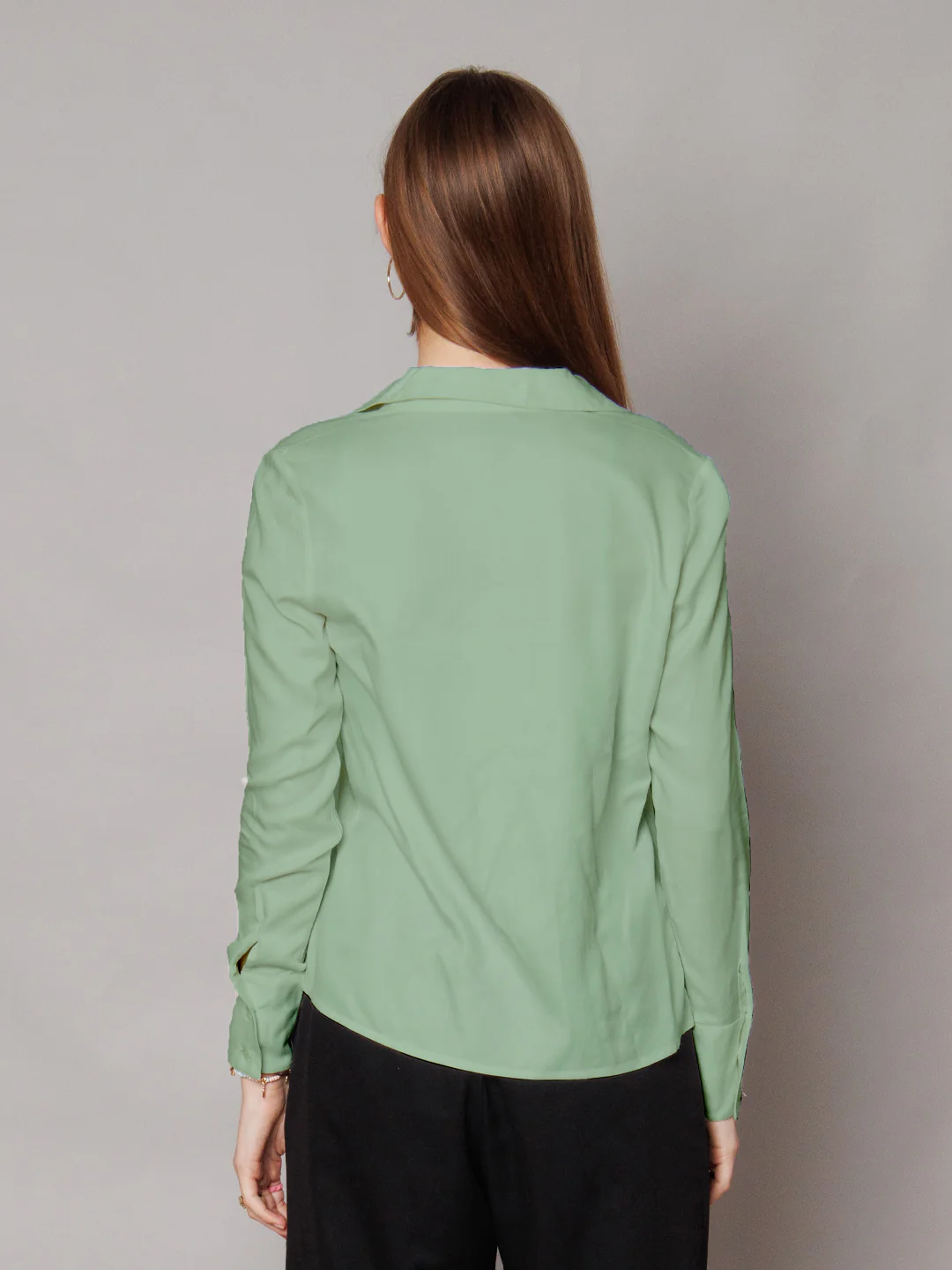 Solid Mint Gathered Shirt - Image 4