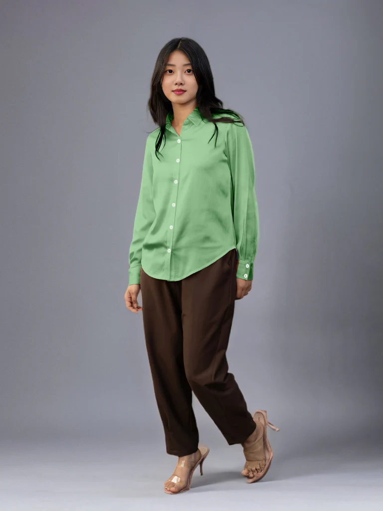 Solid Mint Regular Shirt - Image 4