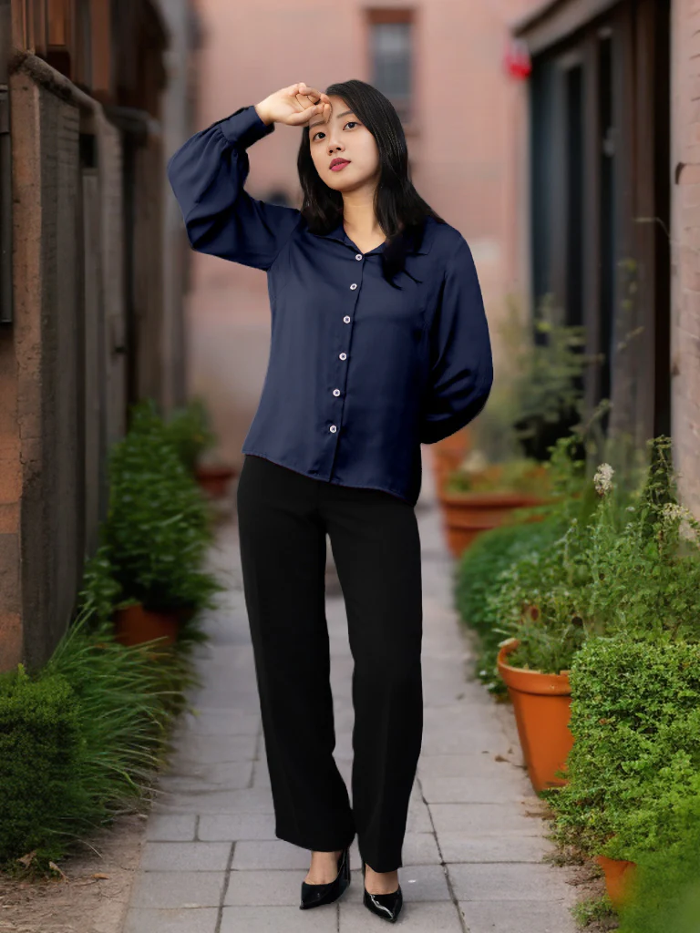 Solid Navy Regular Shirt