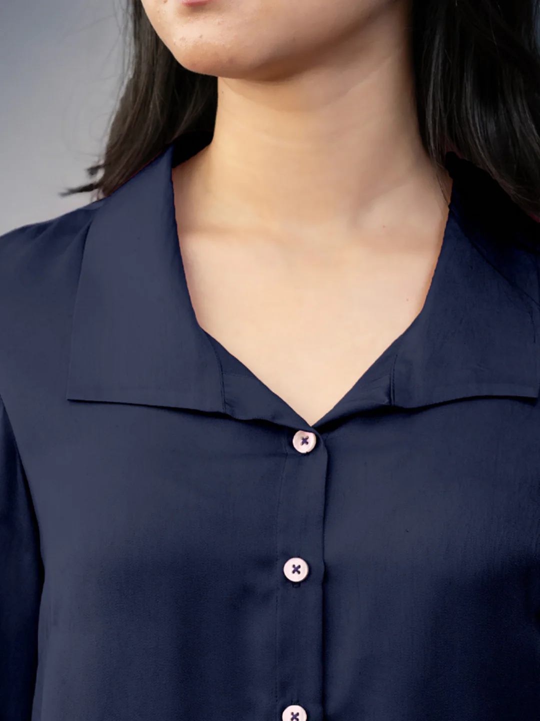 Solid Navy Regular Shirt - Image 3