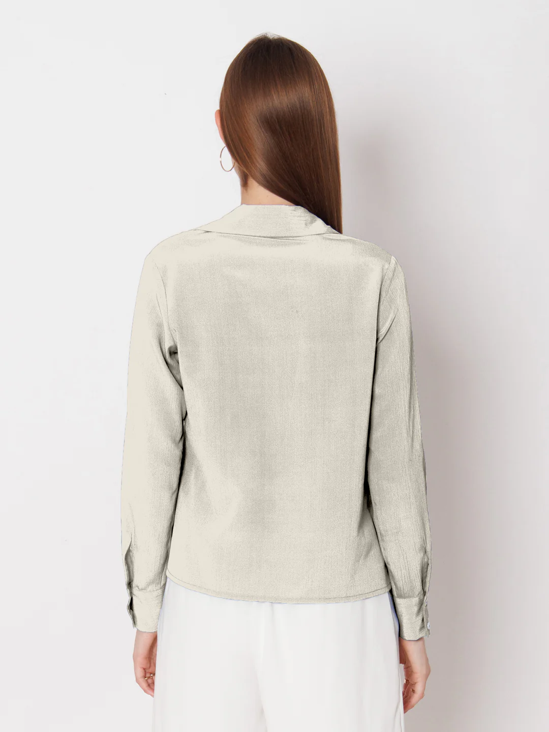 Solid Off White Buttoned Shirt - Image 4