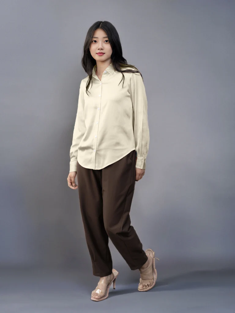 Solid Off White Regular Shirt - Image 4