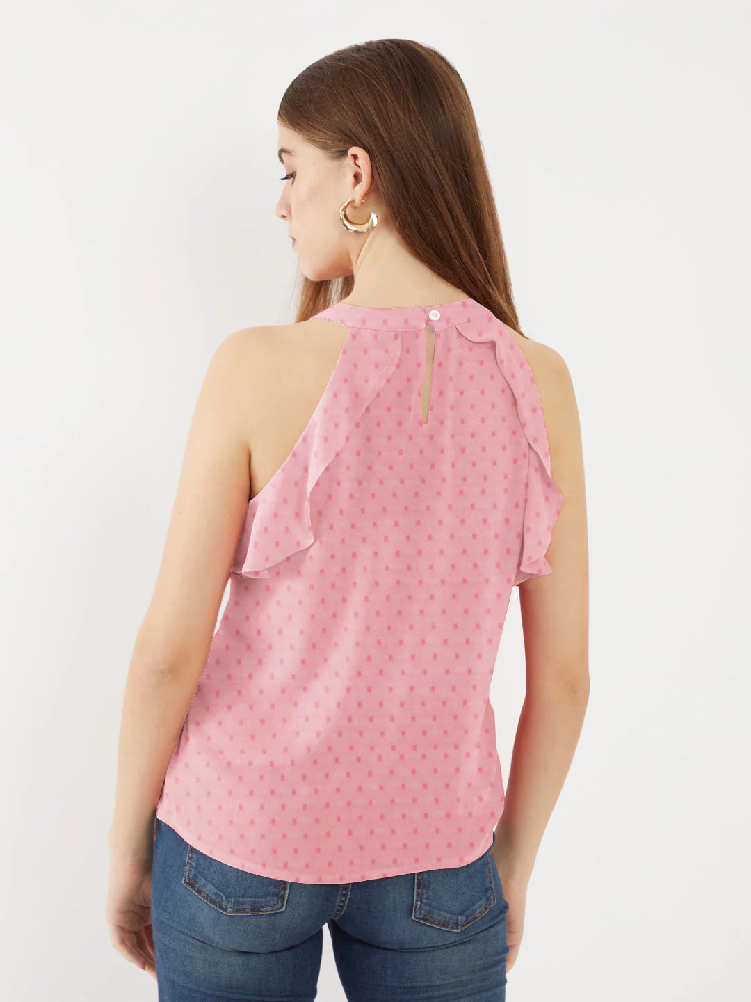 Solid Pink Halter Neck Top - Image 5