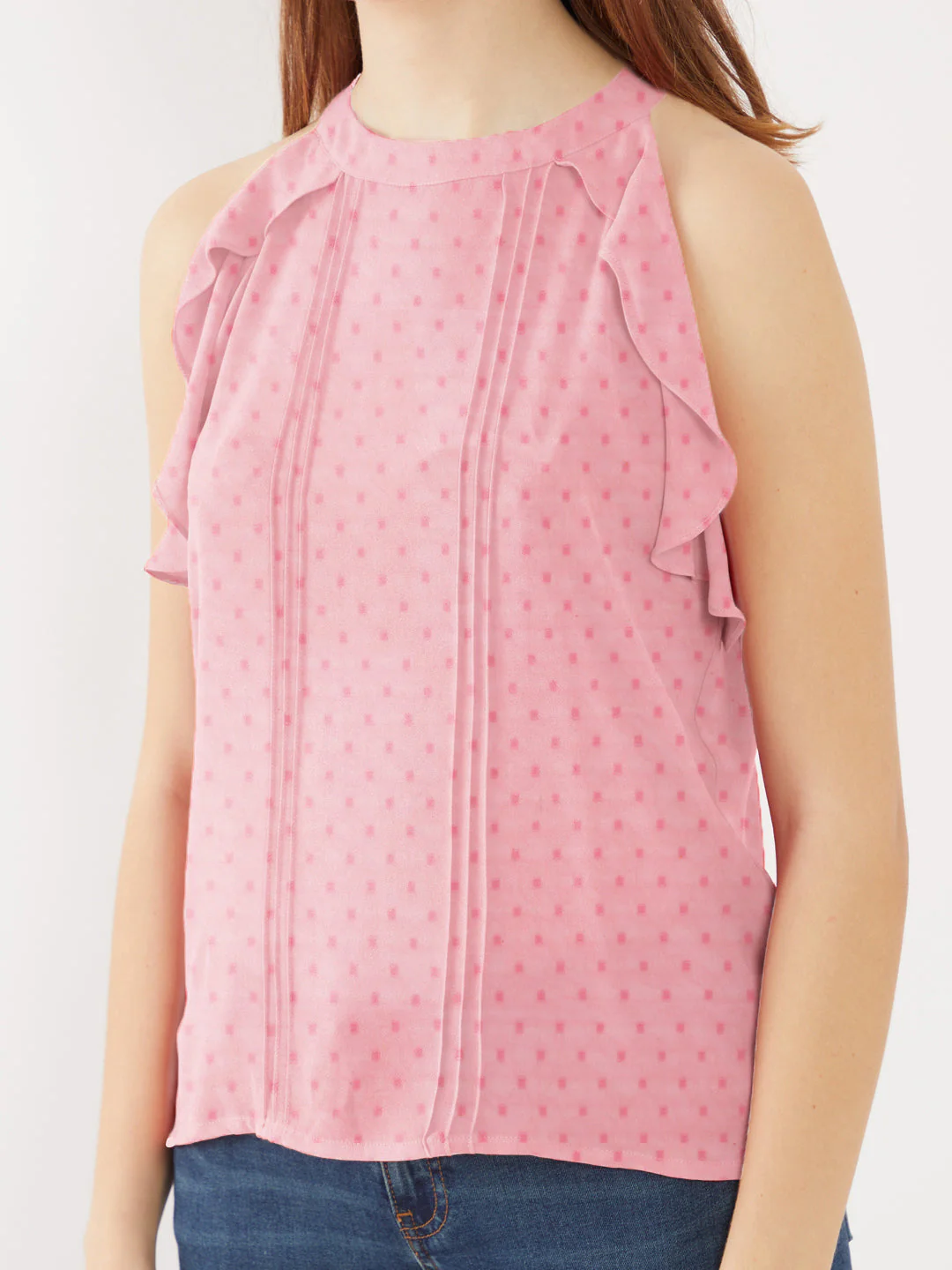 Solid Pink Halter Neck Top - Image 7