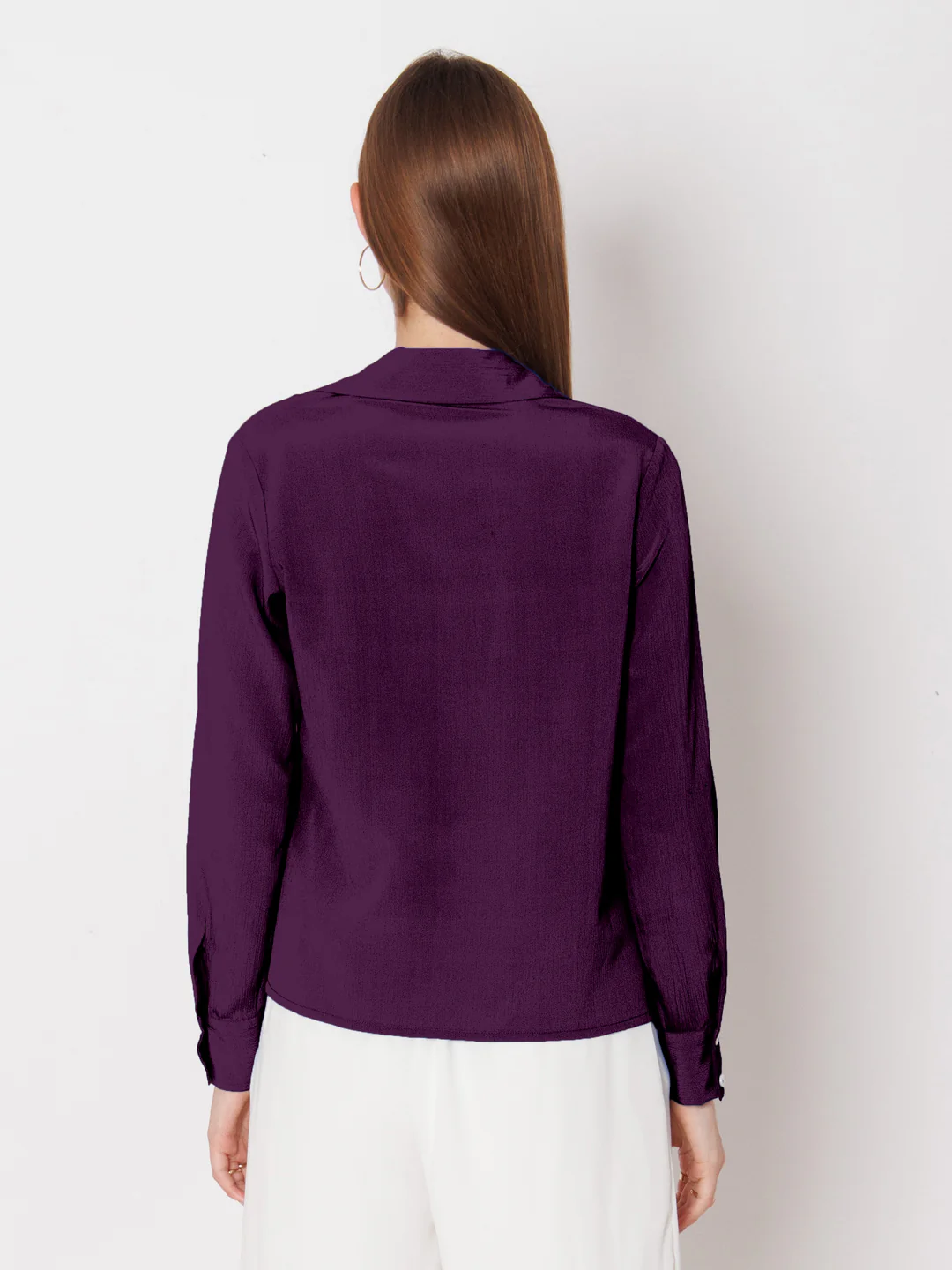 Solid Purple Buttoned Shirt - Image 4
