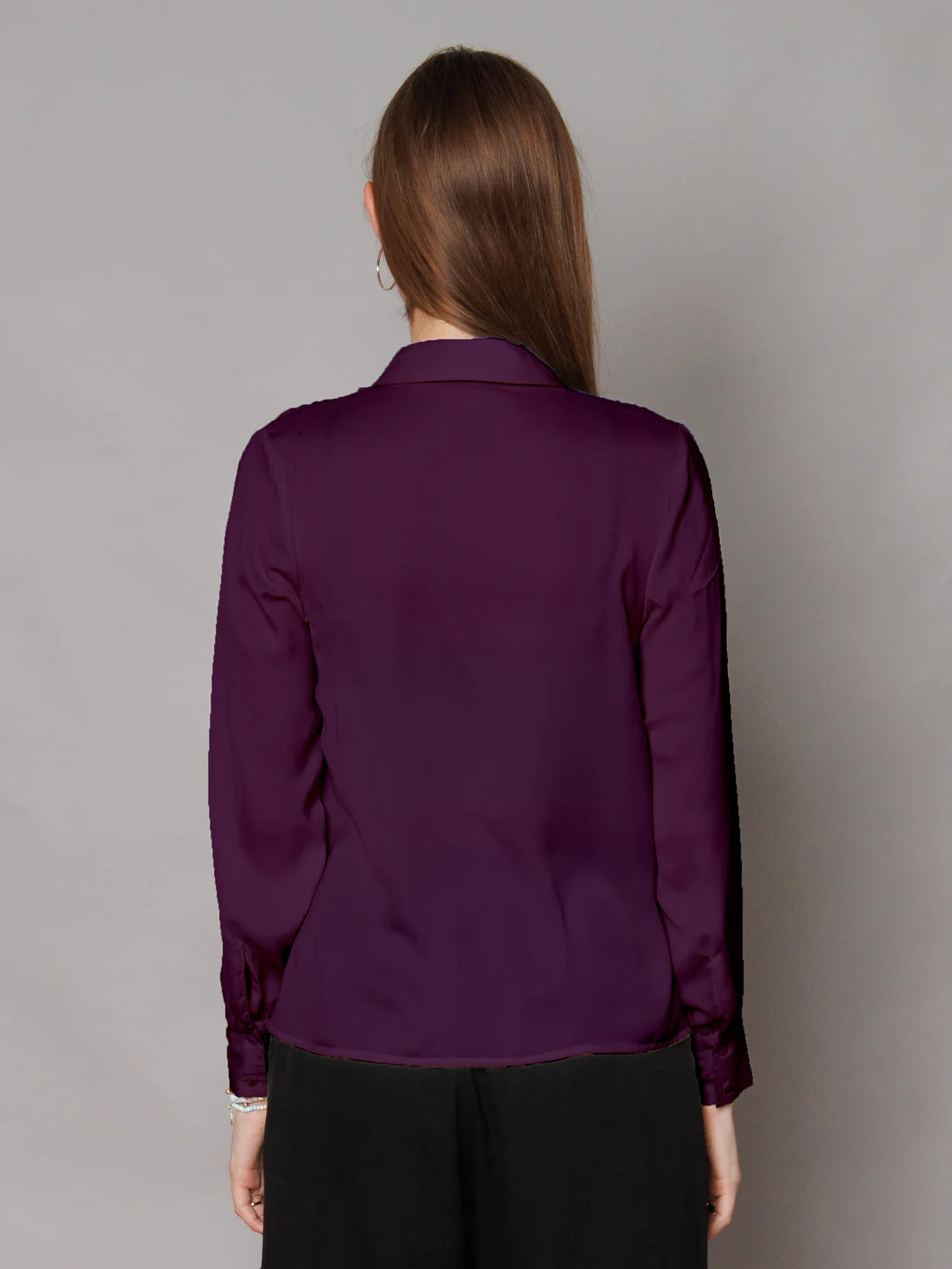 Solid Purple Gathered Shirt - Image 4