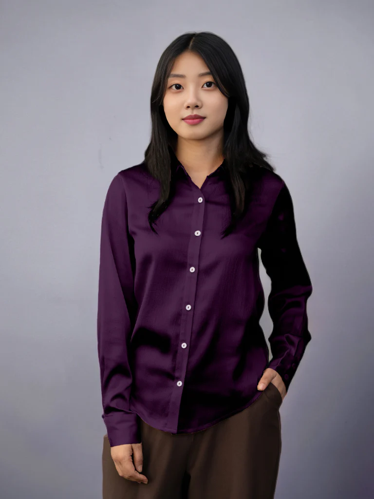 Solid Purple Regular Shirt - Image 2