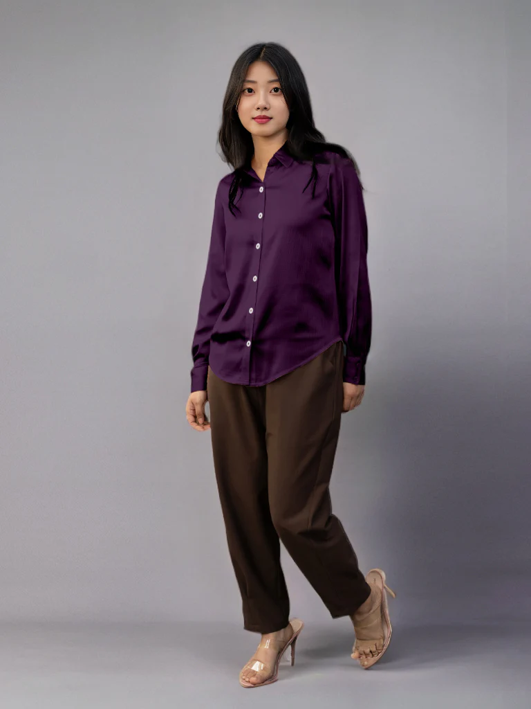 Solid Purple Regular Shirt - Image 4